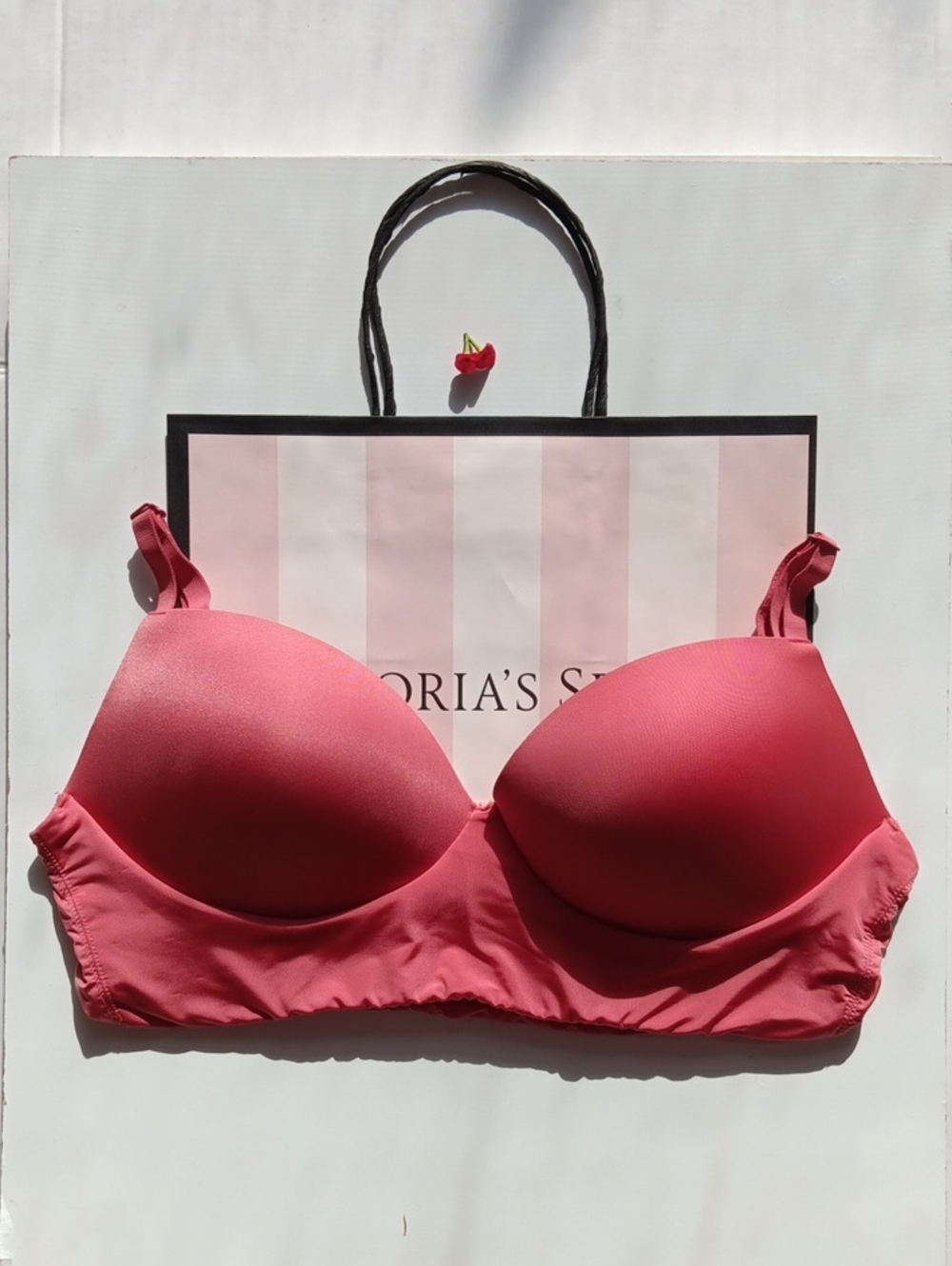 Victoria's Secret Pink Coral Push-Up Bra Padded Demi Size L